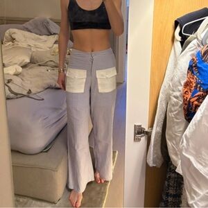 Yllw the Label Stylish Women's Lavender Linen Pants with White Accents